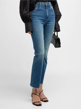 Mother The Hustler Ankle Fray High Rise Flare Jeans in Healing Jar